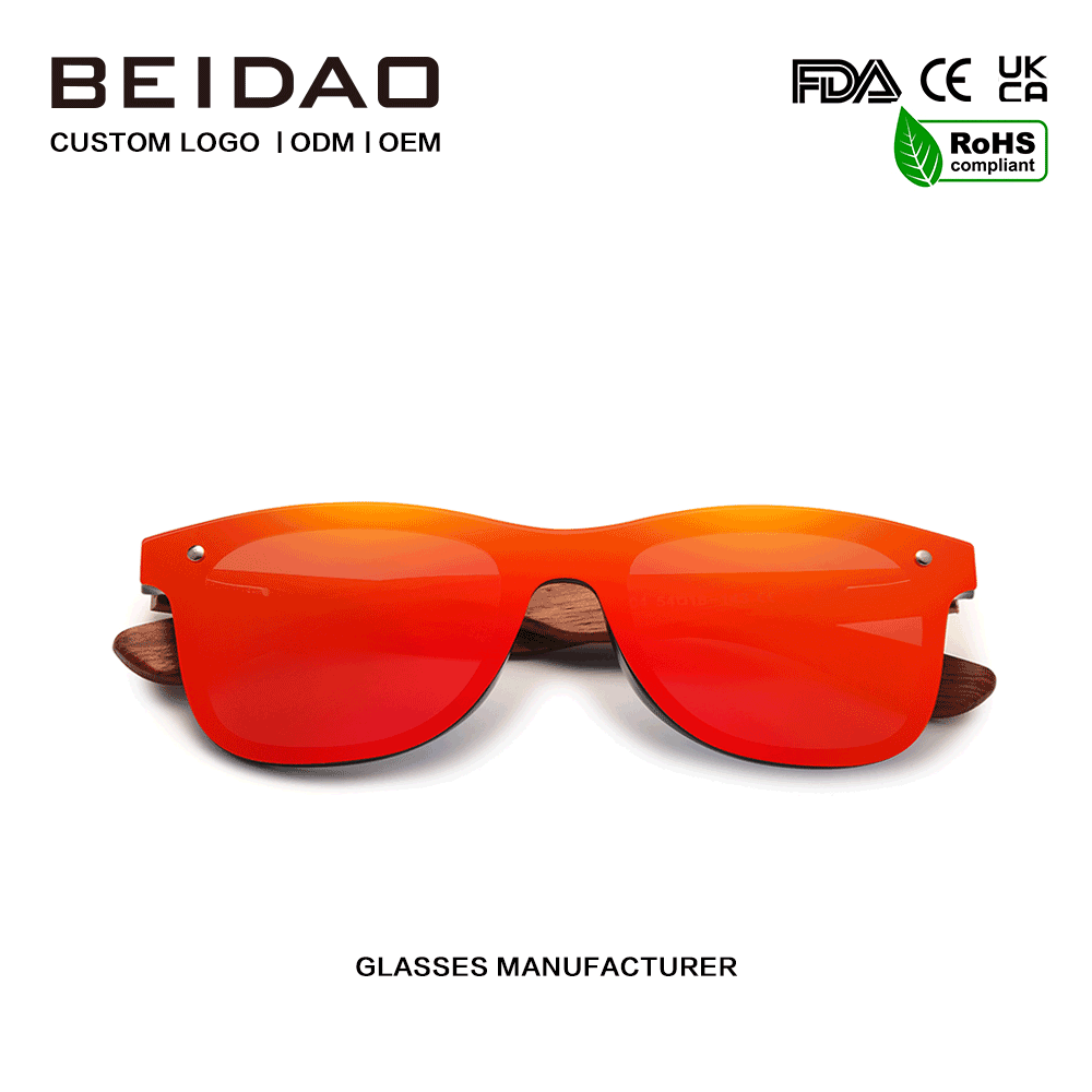 За унисекс оригинални поляризирани слънчеви очила Bubinga Wood Red