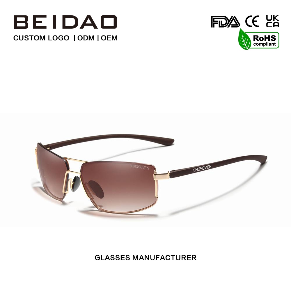 Унисекс ретро квадратни алуминиеви поляризирани слънчеви очила